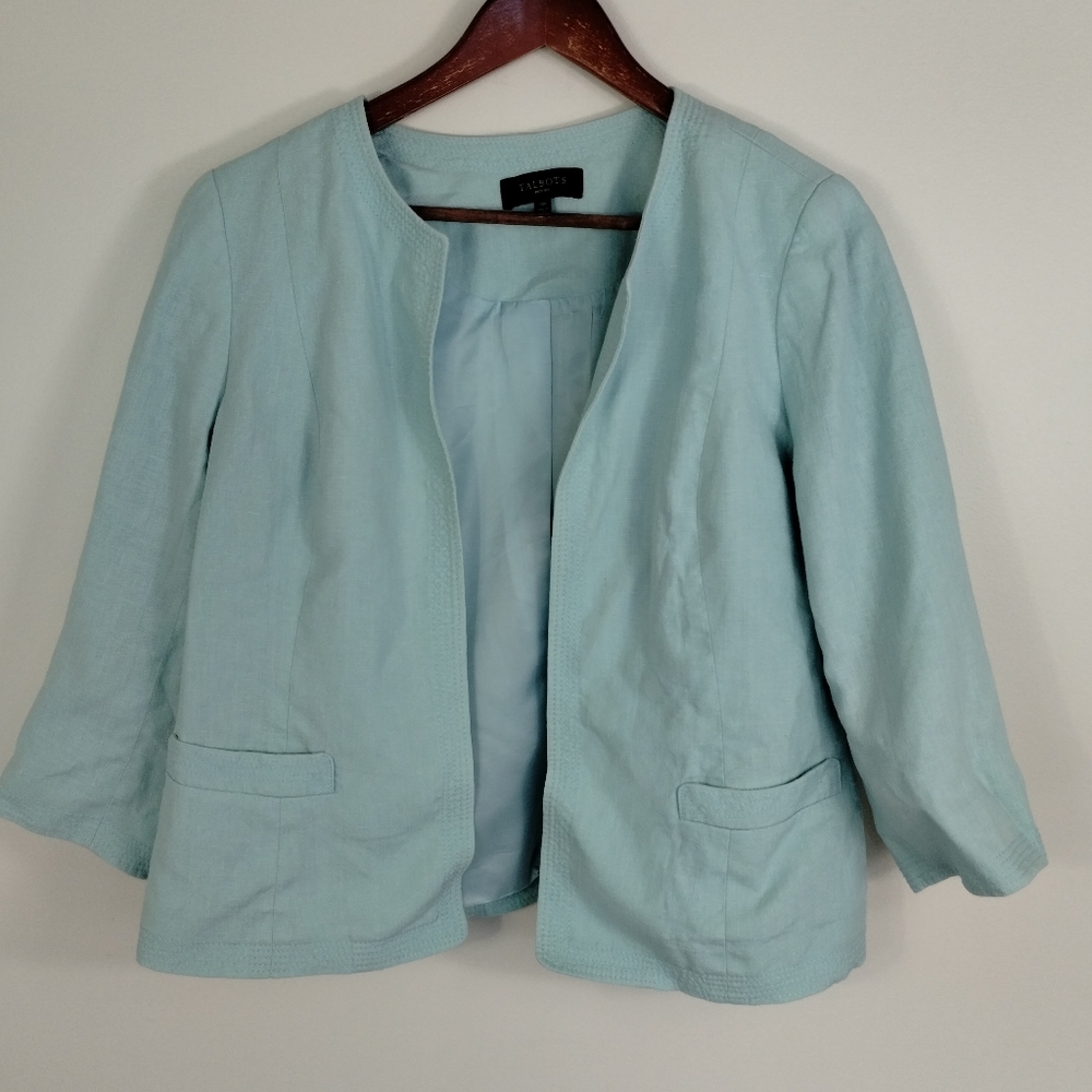 Talbots Pale Blue Open-Front Women's Cardigan Blazer